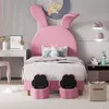 Letto imbottito 90x200, con due sgabelli, LED, orecchie da Anteprima dell’immagine prodotto 1
