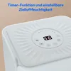 Close-up of the top panel of a white dehumidifier with a digital display and control buttons. Produktbild-Vorschau