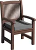 A brown wooden chair with a gray cushion, isolated on a white background. Produktbild-Vorschau