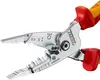 Close-up view of the jaws of a multi-tool pliers, showing wire stripping and cutting features. Podgląd zdjęcia produktu