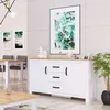 Commode Moderne Buffet Blanc 150 cm en Bois Chêne Massif Voir les images du produit 2