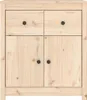 Front view of a light wood sideboard with two drawers and two cabinet doors. Produktbild-Vorschau