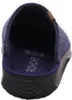 A top-down view of a blue slipper with a dark interior and a textured black sole. Voir les images du produit