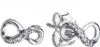 Two silver infinity symbol earrings with small clear stones, shown against a white background. Náhľad obrázku produktu
