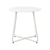 A white metal side table with a round top and a cross-legged base. Produktbild-Vorschau