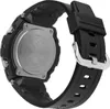 Close-up view of the back of a black Casio G-Shock watch, showing the metal case back and part of the black rubber strap with a silver buckle. Anteprima dell’immagine prodotto