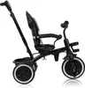 A black tricycle with a green seat and white accents on the wheels, shown against a white background. Produktbild-Vorschau