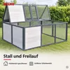 Faltbarer Kaninchenstall Weiß/Grau mit Freilaufgehege & Produktbild-Vorschau 2
