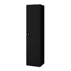 A black metal cabinet with a single door and a lock is shown against a white background. Náhľad obrázku produktu