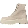 A side view of a beige suede boot with a thick platform sole. Produktbild-Vorschau