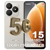 A marketing image of a smartphone with large text overlays highlighting its features. Produktbild-Vorschau