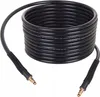 A coiled black hose with brass connectors on both ends, isolated on a white background. Podgląd zdjęcia produktu