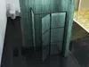 A modern bathroom with a toilet and a glass shower enclosure. Produktbild-Vorschau