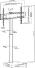 A technical drawing with dimensions of a TV floor stand. Náhľad obrázku produktu