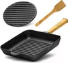 Ø26cm Gusseisen Grillpfanne Holzgriff Pressdeckel Produktbild-Vorschau 10