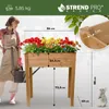 A woman is standing next to a raised garden bed filled with flowers, with dimensions and branding information overlaid. Anteprima dell’immagine prodotto