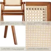 A collage of images showing details of a wooden chair with cane weaving. Produktbild-Vorschau