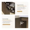 Collage of images showing details of a bathroom vanity cabinet, including its interior, handles, and hinges, with accompanying German text describing its features. Náhled obrázku produktu