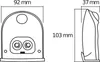 Technical drawings of a product with dimensions indicated. Voir les images du produit