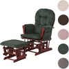 A green glider chair and ottoman set with a dark wood frame, shown against a white background. Podgląd zdjęcia produktu