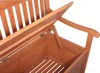 Close-up view of the interior and open lid of a wooden storage bench. Produktbild-Vorschau