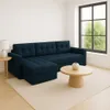 GUTTO Ecksofa mit Schlaffunktion blau IVIO I aus Velour Produktbild-Vorschau 1