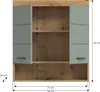 A diagram showing the dimensions of a wall-mounted cabinet. Produktbild-Vorschau