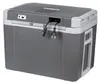 A gray and white portable cooler box with two power cords plugged into the back. Náhled obrázku produktu