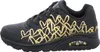 A side view of a black Skechers Uno sneaker with gold heart detailing. Voir les images du produit