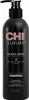 A black bottle of CHI Luxury Black Seed Oil Gentle Cleansing Shampoo with a black pump dispenser. Podgląd zdjęcia produktu