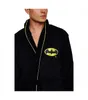 A man wearing a black bathrobe with a yellow Batman logo. Podgląd zdjęcia produktu