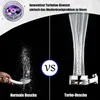 Comparison of a normal shower head with a turbo shower head, showing the difference in water pressure. Produktbild-Vorschau