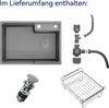 A collage of images showing a kitchen sink and its accessories. Podgląd zdjęcia produktu