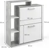 A diagram of a shoe cabinet with dimensions. Produktbild-Vorschau
