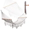 Amaca da giardino boho a rete con nappe appesa al lettino Anteprima dell’immagine prodotto 1