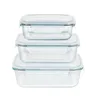 Three glass food storage containers stacked on top of each other. Produktbild-Vorschau