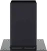 A black metal post base with a square flange and four mounting holes. Produktbild-Vorschau