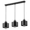A black three-light pendant lamp with cylindrical shades, shown against a white background. Náhled obrázku produktu