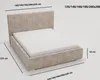 A beige upholstered bed with a white mattress is shown from a slightly elevated angle against a white background. Dimensions are indicated with text and lines. Náhled obrázku produktu