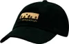 Schwarze La Sportiva Setter Cap mit gesticktem gelbem Logo und Motiv von Bäumen und Sonne