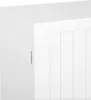 A close-up view of a white cabinet door with vertical paneling. Produktbild-Vorschau