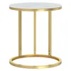 A round side table with a white marble-look top and a gold metal frame. Produktbild-Vorschau