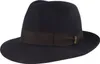 Borsalino edler Fedora Haarfilzhut mit mittelbreiter Krempe in blau