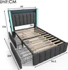 A 3D rendering of a bed with dimensions indicated by measurement lines and numbers. Produktbild-Vorschau