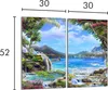 A collage of two images depicting a serene natural landscape with waterfalls, a lake, mountains, and lush greenery. Produktbild-Vorschau