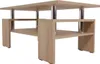 A modern coffee table with a wood-like finish and silver legs, shown from a side angle against a white background. Voir les images du produit