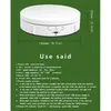 An image showing a white rotating display stand with dimensions and usage instructions. Náhled obrázku produktu