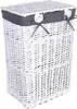 A white wicker laundry basket with a gray fabric liner and ties. Náhľad obrázku produktu