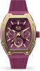 A close-up studio shot of an Ice-Watch analog watch with a purple strap and gold accents. Voir les images du produit