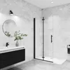 Aica Walk in dusche 100x185cm Schwarz Duschwand 6mm Produktbild-Vorschau 1